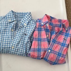 Vineyard Vines Blue Gingham and Pink Plaid Shirts